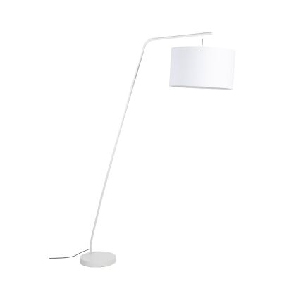Lámpara de pie inclinada nórdica en metal blanco.