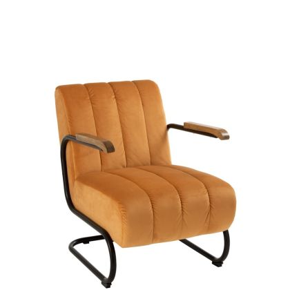 Sillón Moderno Tejido Amarillo Metal Negro