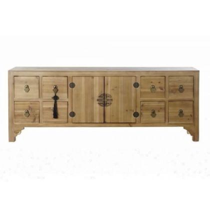 Mueble TV Madera Abeto Mdf Natural Negro, 130 Cm