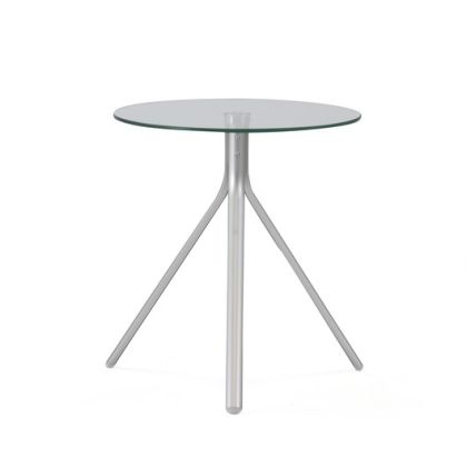 Mesa Auxiliar Circular Cristal Aluminio