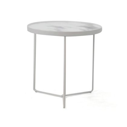 Mesa Auxiliar Diseño Moderno Cristal Templado Blanco, 50 cm 