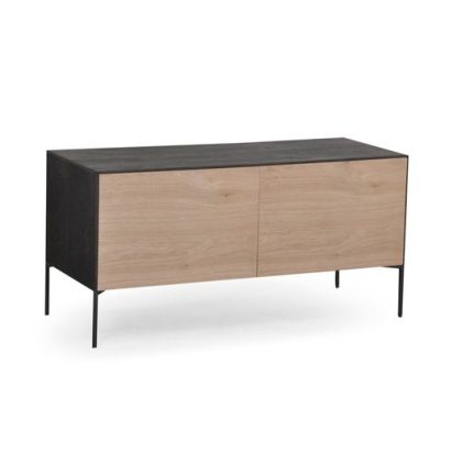 Mueble TV Viok Madera Roble Chapado Acero Lacado, 112 Cm