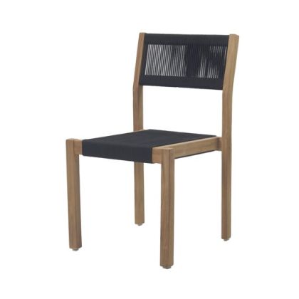 Silla Diseño  Moderno Negro Madera Teca, 48 Cm