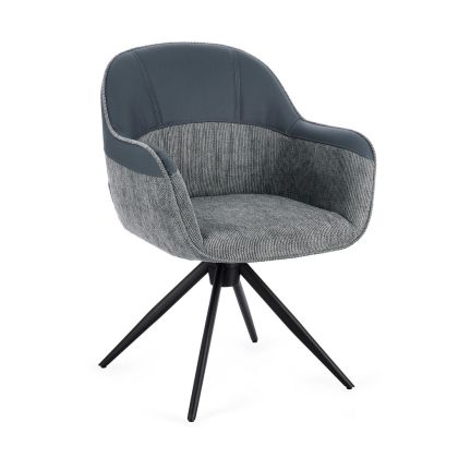 Swivel Chair Blue Gray Steel Black, 60 cm