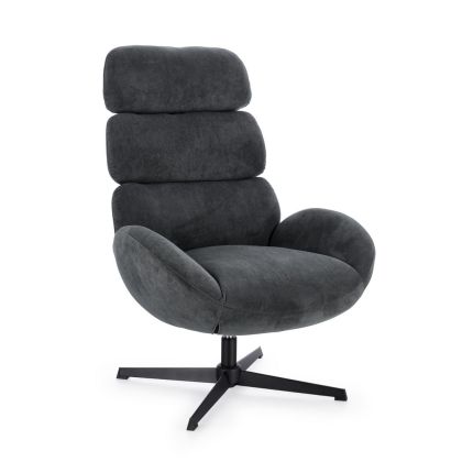 Black Wood Swivel Armchair, 76 cm