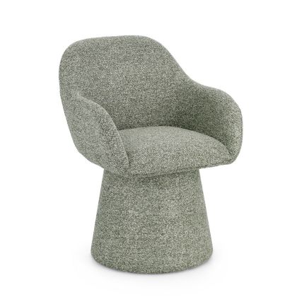 Swivel Armchair Wood Bouclé Fabric Green, 58 cm