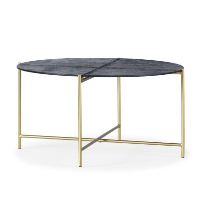 Coffee Table 78x78x40 Glass/Metal -- Sandblasted Blue/Gold