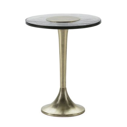 Side Table 45x45x56 Rustic Glass/Aluminum -- Transparent/Gold