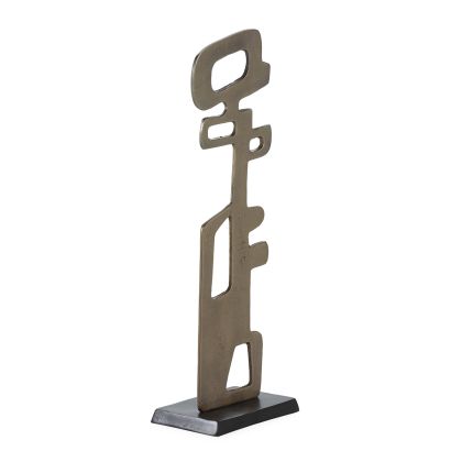 Escultura 25x15x73 Aluminio -- Dorado Antique/Niquel