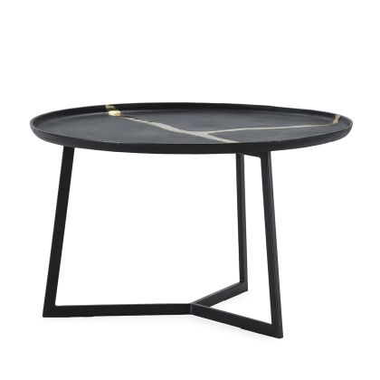 Mesa de Centro 72x72x44 Aluminio/Metal -- Negro/Dorado