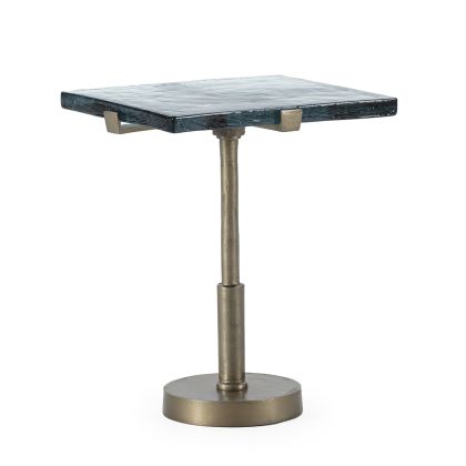 Side Table 41x31x47 Rustic Glass/Metal -- Transparent/Antique Gold