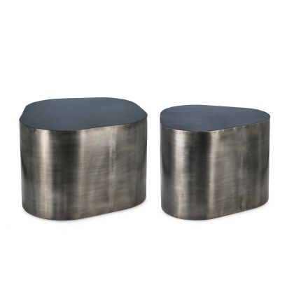 S/2 Enamelled Finish Steel Side Table, 60 cm