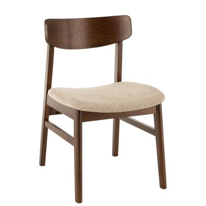 Silla Madera Marrón Tapizado Beige, 56 Cm
