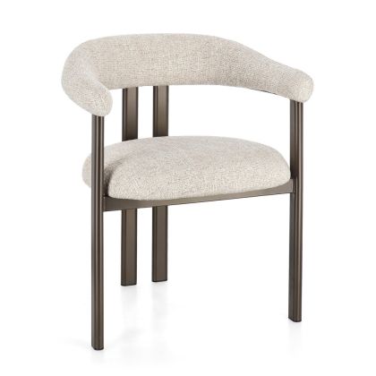 Steel Wood Effect Bouclé Fabric Chair, 62 cm