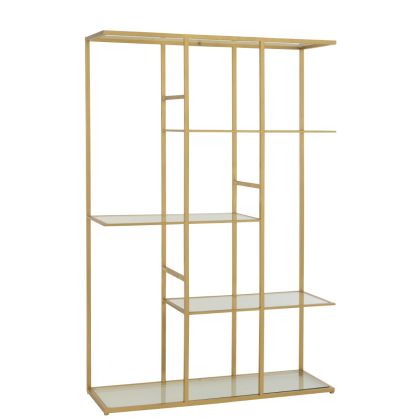 Estantería Vidrio Metal Dorado, 120 Cm