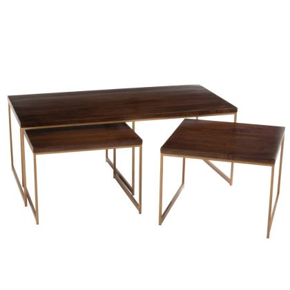 Set 3 Mesas Centro Rafi Estilo Art Decó Diseño Mid Century, 120 Cm