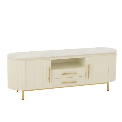 Mueble TV Blanco Dorado Metal, 121 cm