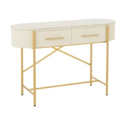 White Gold Metal Console, 121 Cm
