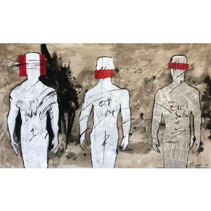 cuadro hombres bozetos abstracto