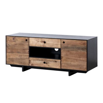 Mueble Tv Madera Natural Negro 150 Cm