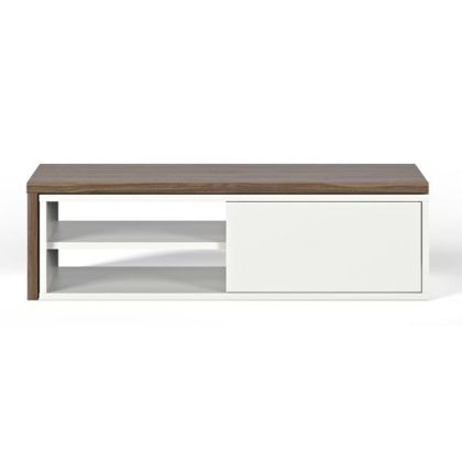 Mueble Televisión Diseño Nórdico Blanco Nogal, 203 cm