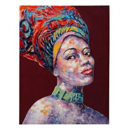 Cuadro Mujer Africana Rostro Lienzo, 75 Cm