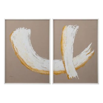 Cuadro Pintura  2 M Abstracto Crema Salón, 83 Cm