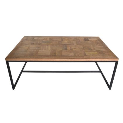 Mesa Centro Natural Madera Hierro Salon, 120 Cm