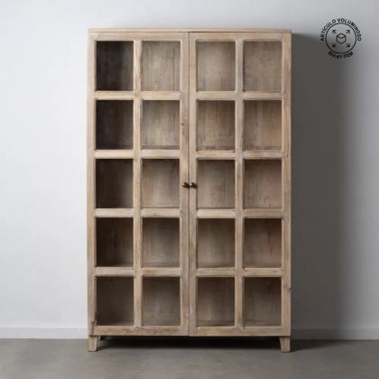 Distressed White Pine Wood Display Cabinet, 115 X 40 X 194 Cm