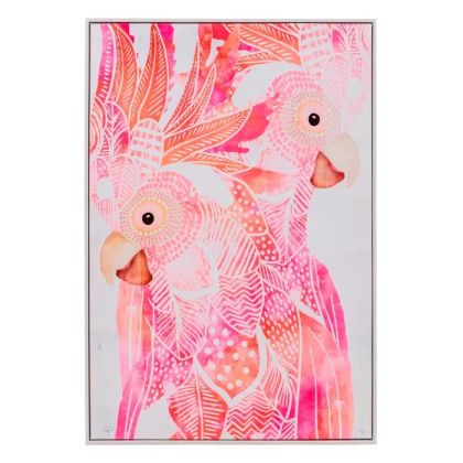 Cuadro Impresión Loros  Lienzo Rosa,82,60 Cm