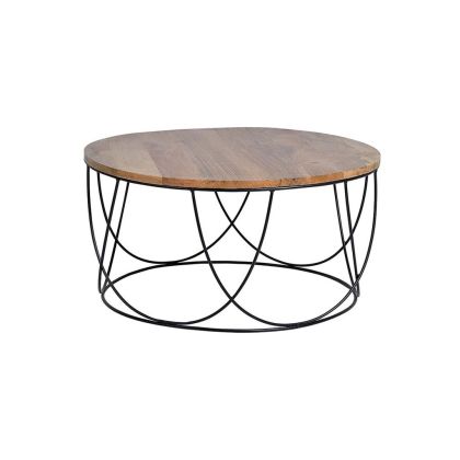 Mesa Centro Mango Hierro Negro Espirales, 80 Cm