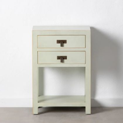Mesita De Noche Oriental  Verde Claro Madera 45 Cm