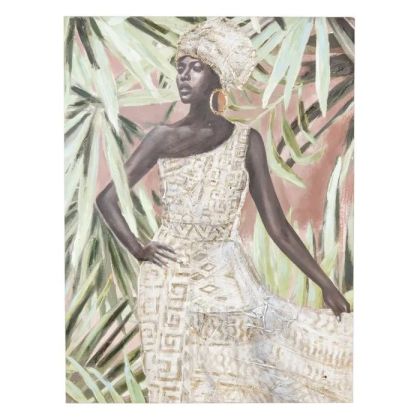 Pintura Africana  Mujer Lienzo Salón, 90 Cm