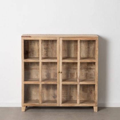Brushed White Mango Wood Display Cabinet, 120 X 35.50 X 122.50 Cm