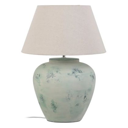 Lámpara De Sobremesa Cerámica Verde Tulipa 40 Cm 