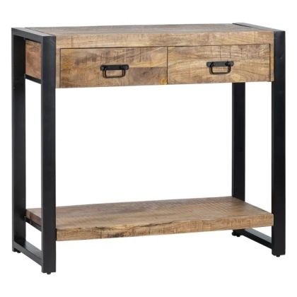 Consola Estilo Industrial Hierro Madera Mango Natural, 100 Cm