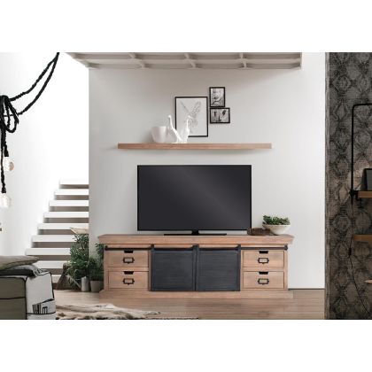 Mueble TV Industrial 4 Cajones Madera Metal, 170 Cm