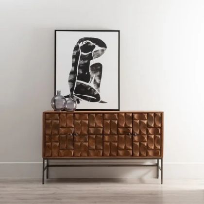 Mueble Aparador Industrial Bloques Madera Mango Hierro, 147 Cm