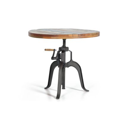 Mesa De Comedor Elevable Madera Recuperada Multicolor, 100 Cm