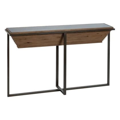 Consola Recibidor Cristal Madera Hierro 