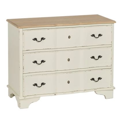 Cómoda Crema Natural Madera Abeto, 100 x 45 x 80 Cm