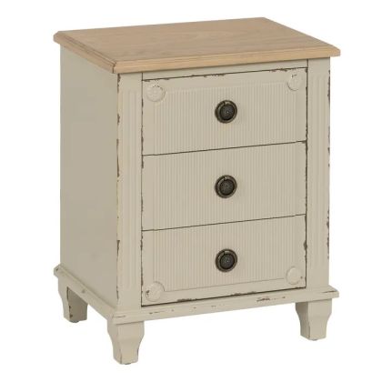 Mesita De Noche Madera Crema 3 cajones, 61 Cm