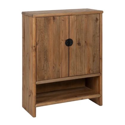 Armario estilo oriental en madera de pino reciclada natural, 2 puertas.
