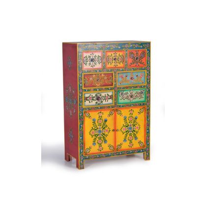Cómoda Madera Multicolor Detalles Pintados, 122 Cm