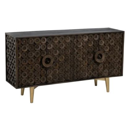 Aparador Círculos Madera Mango Marrón, 152 X 40 X 82 Cm
