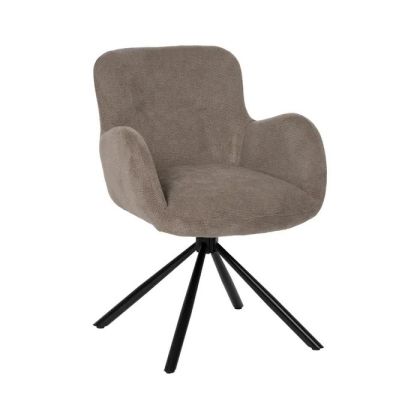 Taupe Upholstered Swivel Chair Metal, 62 cm