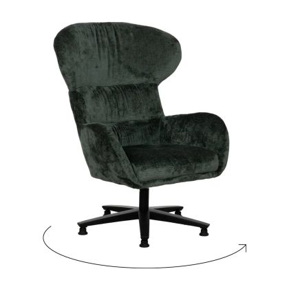 Green Fabric Swivel Armchair Black Metal, 78 X 84'50 X 104'50 Cm