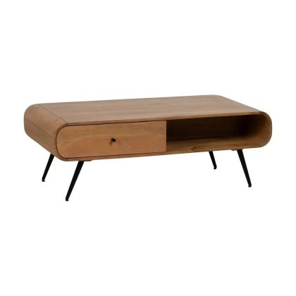 Mesa Centro Madera Mango Natural Hierro  120 X 60 X 40 Cm