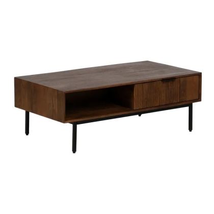 Mesa Centro Madera Mango Hierro  110 X 60 X 40 Cm