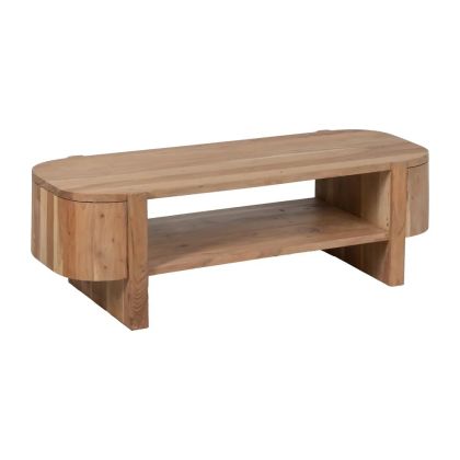 Oval Acacia Wood Coffee Table 120 X 50 X 40 Cm